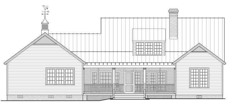 Country Ranch Southern Rear Elevation of Plan 86347