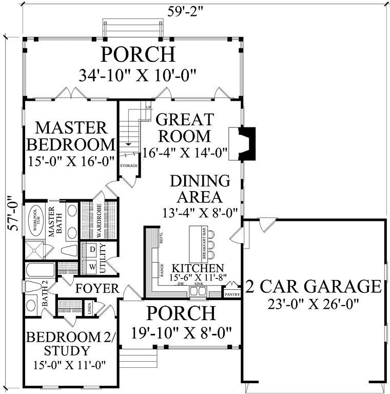 Cape Cod Cottage Country Craftsman Southern Level One of Plan 86348