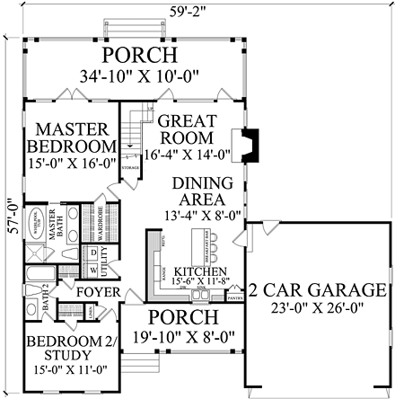 House Plan 86348 First Level Plan