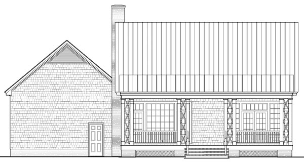Cape Cod Cottage Country Craftsman Southern Rear Elevation of Plan 86348