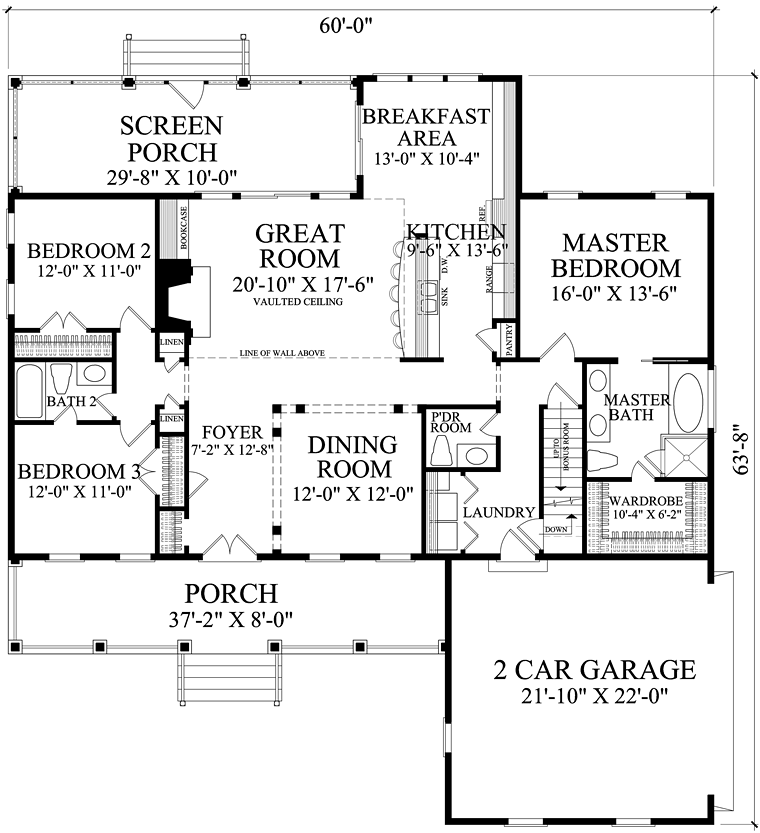 Country Southern Traditional Level One of Plan 86349