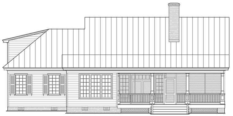 Country Southern Traditional Rear Elevation of Plan 86349