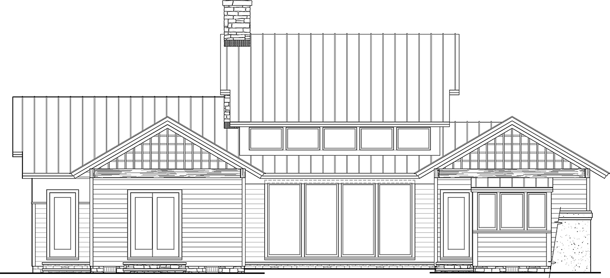 Contemporary Country Traditional Rear Elevation of Plan 86352
