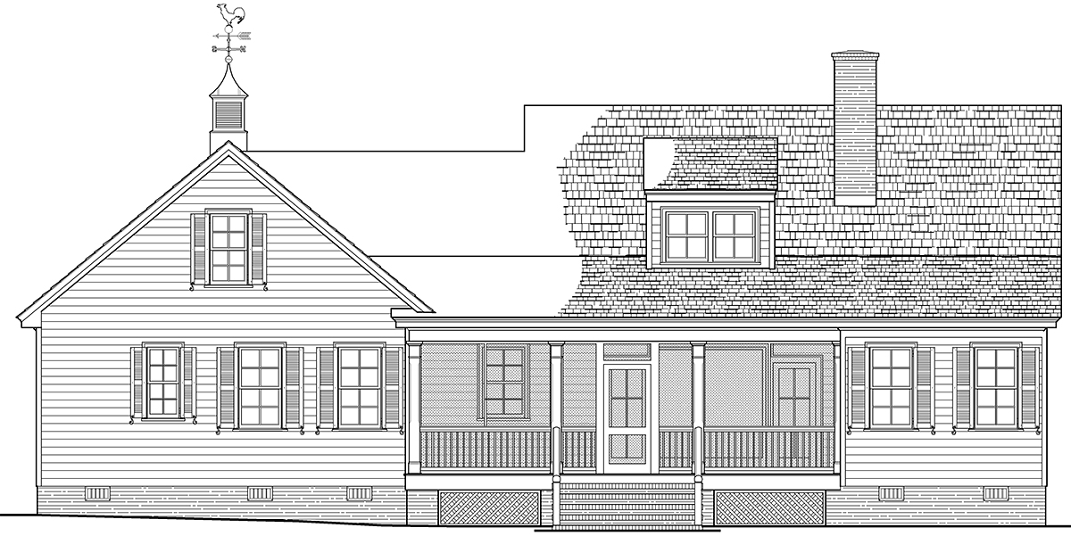 Cottage Country Southern Rear Elevation of Plan 86353