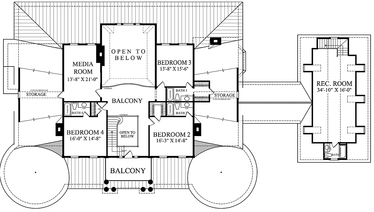 Colonial Country Plantation Southern Level Two of Plan 86356