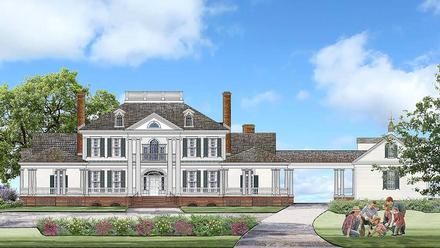 Colonial Country Plantation Southern Elevation of Plan 86356