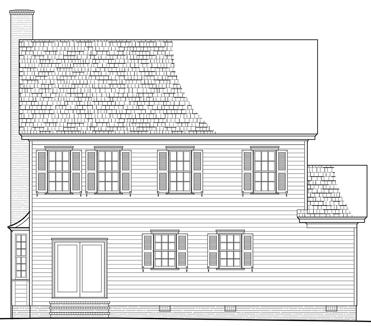 Cottage Country Southern Rear Elevation of Plan 86357