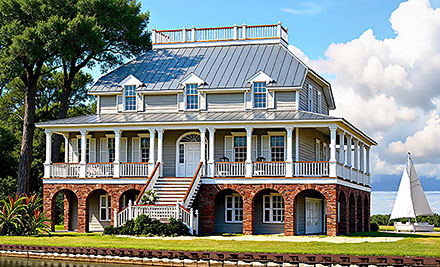 Coastal Plantation Southern Elevation of Plan 86368