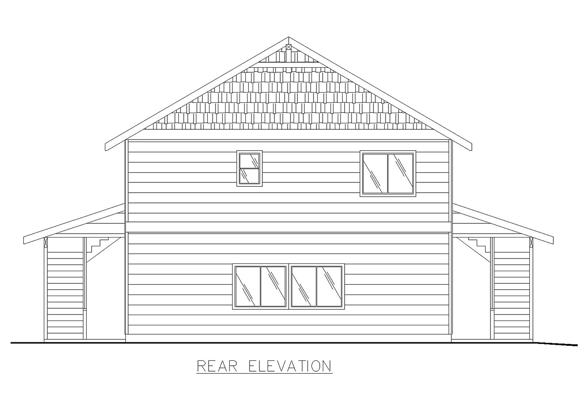 Log Rear Elevation of Plan 86532