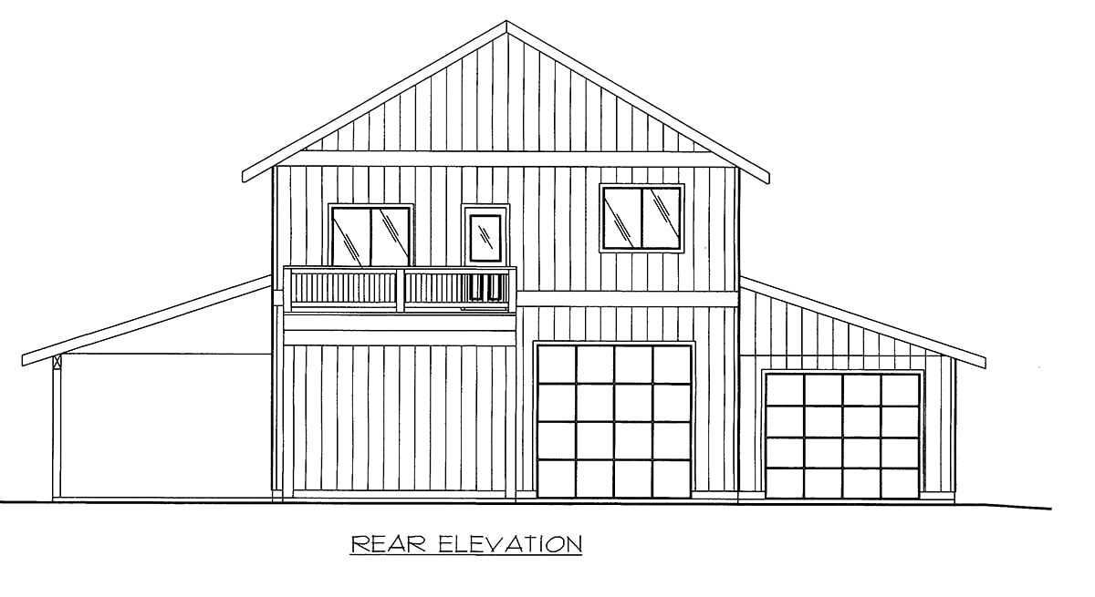 Contemporary Farmhouse Rear Elevation of Plan 86568