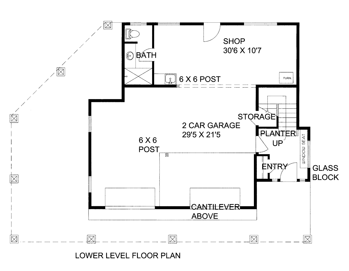 Southwest Lower Level of Plan 86572