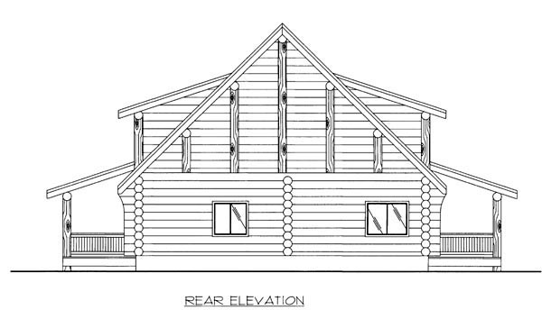 Log Rear Elevation of Plan 86605