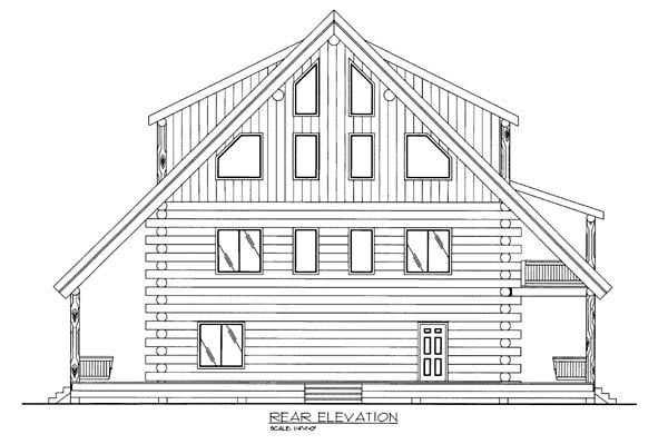 Log Rear Elevation of Plan 86607