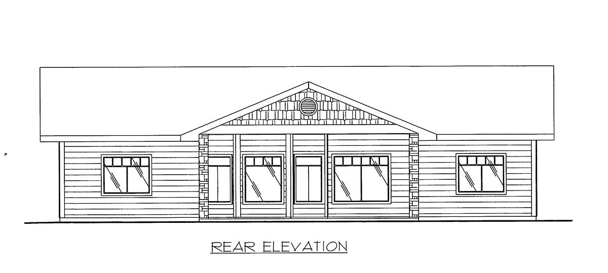 Craftsman Rear Elevation of Plan 86639