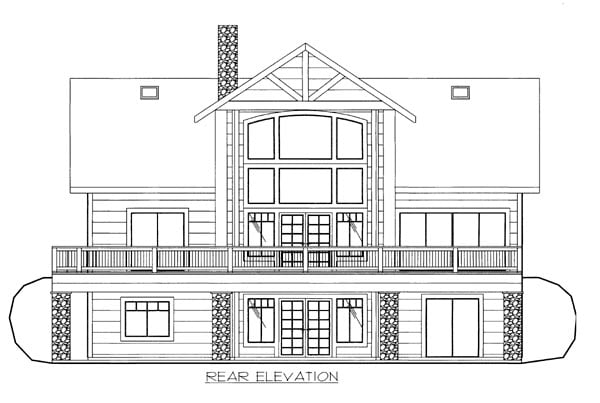 Cabin Rear Elevation of Plan 86643