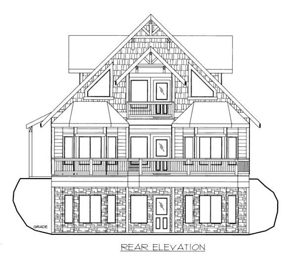  Rear Elevation of Plan 86644