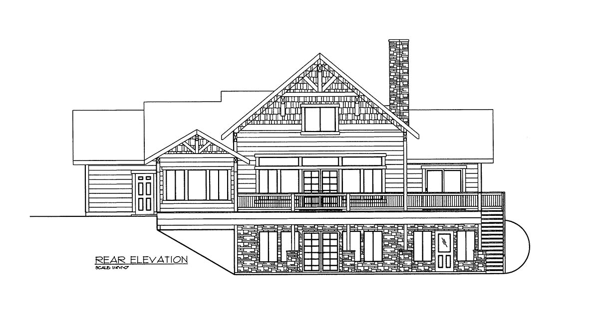 Contemporary Traditional Rear Elevation of Plan 86661