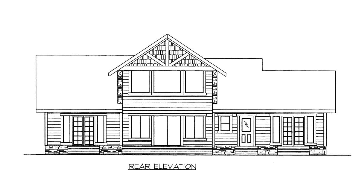Plan with 2302 Sq. Ft., 2 Bedrooms, 2 Bathrooms Rear Elevation
