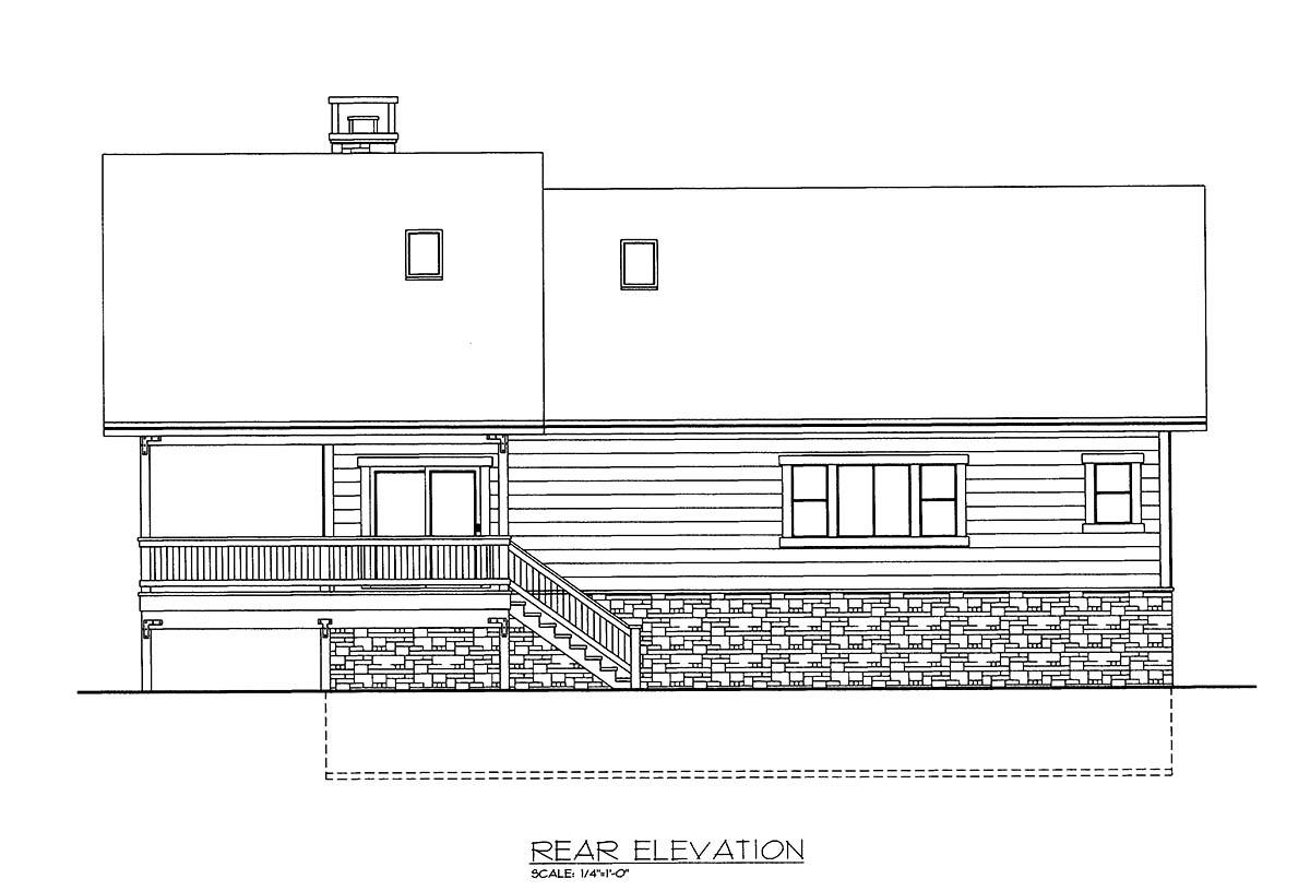  Rear Elevation of Plan 86670