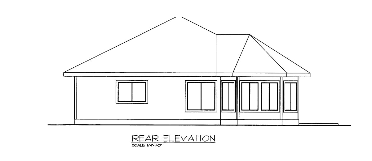 Southwest Rear Elevation of Plan 86679