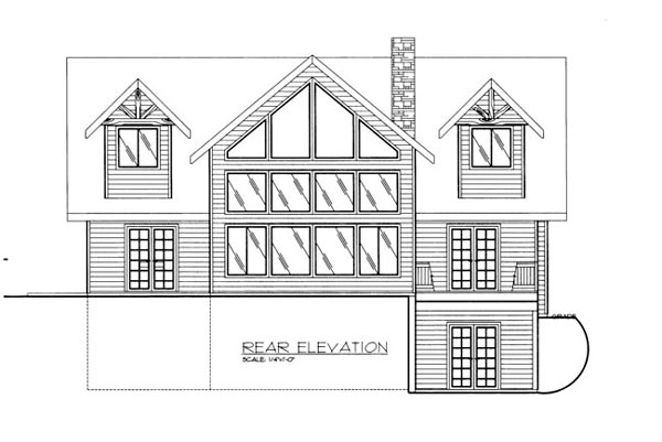  Rear Elevation of Plan 86680