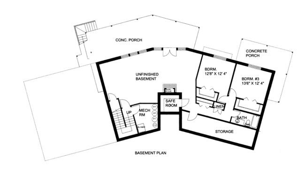 Traditional Lower Level of Plan 86704