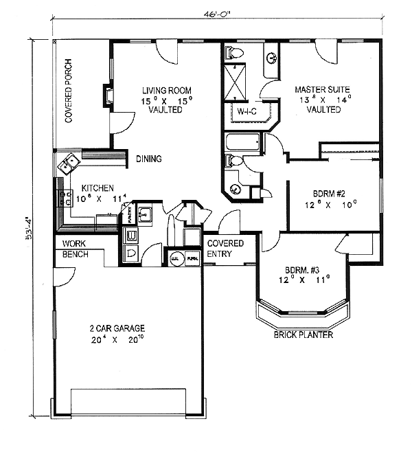 Bungalow Level One of Plan 86738