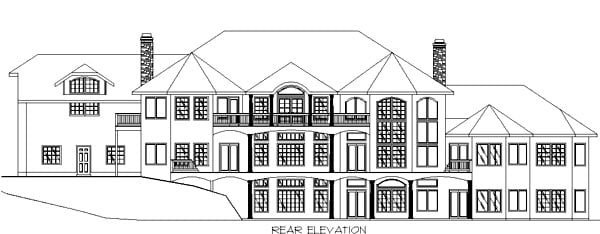 Traditional Rear Elevation of Plan 86740