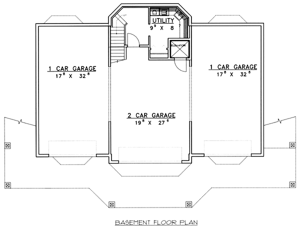 Traditional Lower Level of Plan 86745