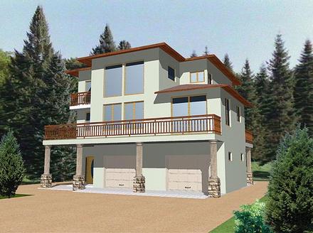Contemporary Elevation of Plan 86758