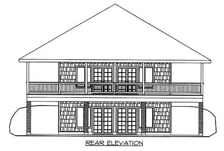 Traditional Rear Elevation of Plan 86763