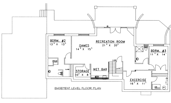 Traditional Lower Level of Plan 86785