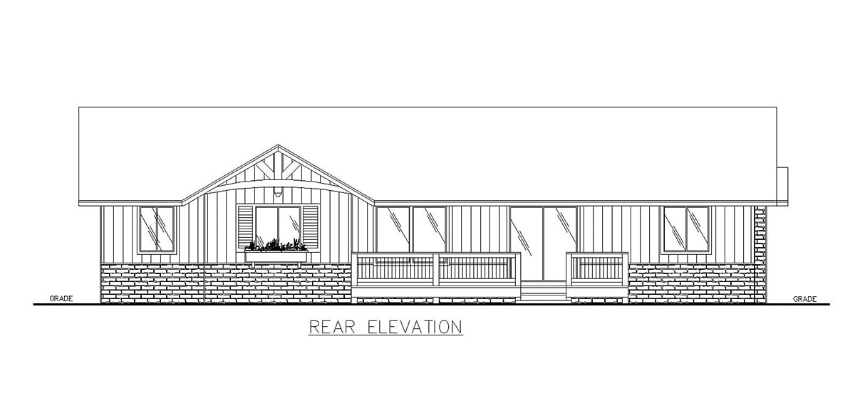 Traditional Rear Elevation of Plan 86806