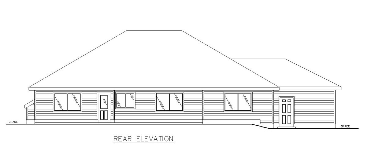 Traditional Rear Elevation of Plan 86807