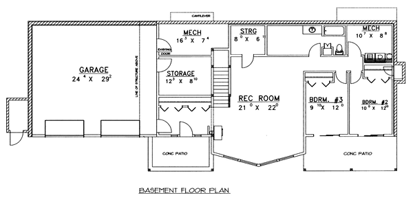 Contemporary Lower Level of Plan 86809