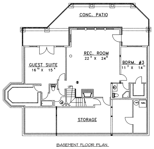 Contemporary Lower Level of Plan 86812
