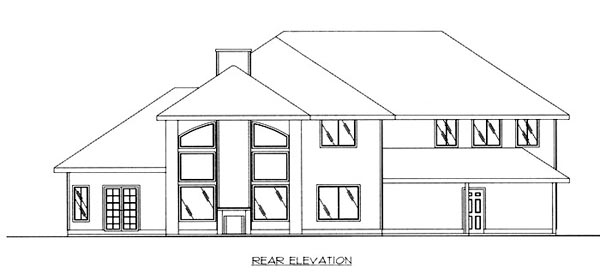 Traditional Rear Elevation of Plan 86822