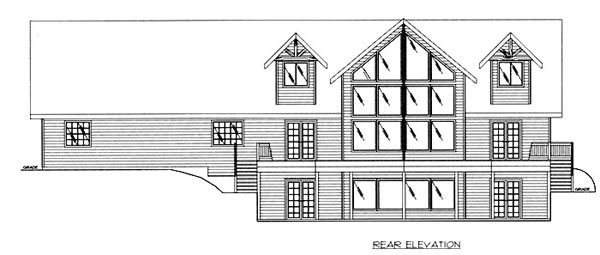Traditional Rear Elevation of Plan 86823