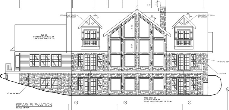 Contemporary Rear Elevation of Plan 86855