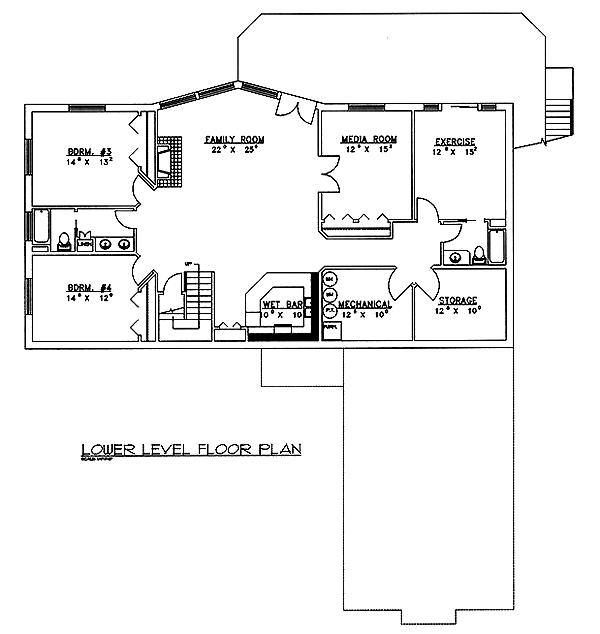 Bungalow Lower Level of Plan 86859