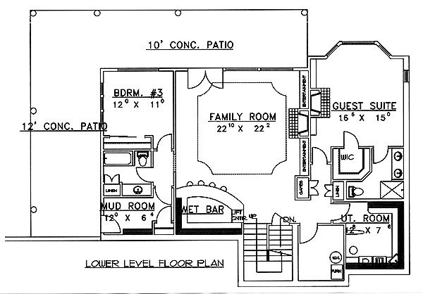 Traditional Lower Level of Plan 86896