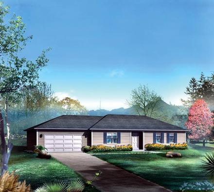 One-Story Ranch Elevation of Plan 86907