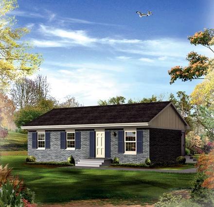 Ranch Elevation of Plan 86909