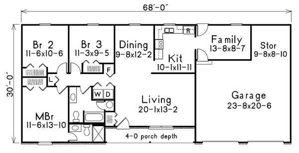 One-Story Ranch Level One of Plan 86911