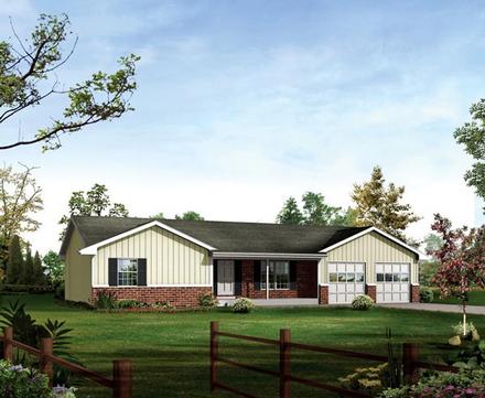 One-Story Ranch Elevation of Plan 86911