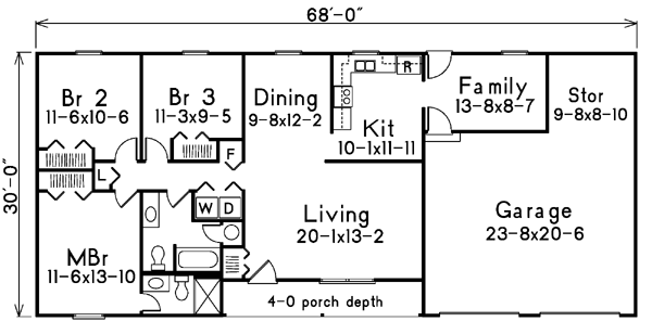 One-Story Ranch Level One of Plan 86912