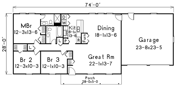 One-Story Level One of Plan 86913