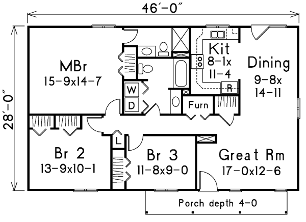 One-Story Ranch Level One of Plan 86919
