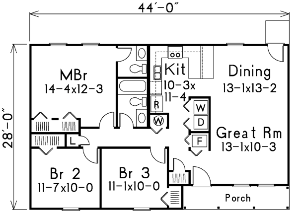 One-Story Ranch Level One of Plan 86921
