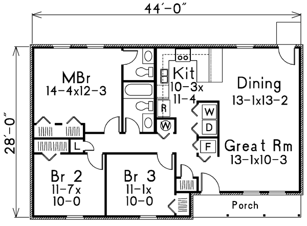 Ranch Level One of Plan 86922